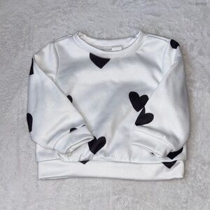 (3 for $10) White Sweatshirt with Black Heart Pattern